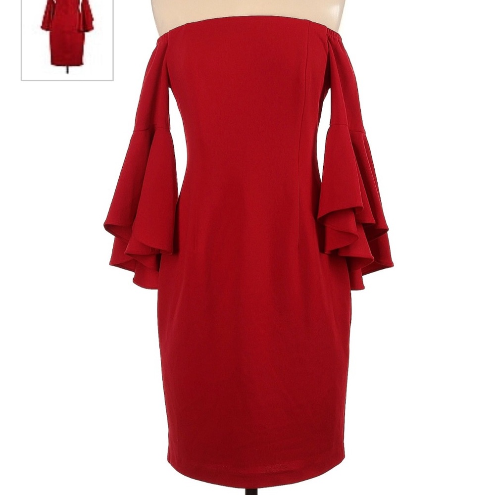 Calvin Klein Red Off Shoulder Cocktail Dress